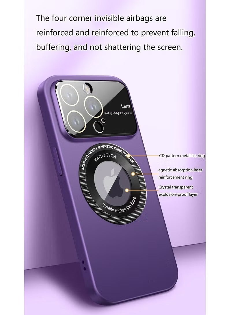 Magnetic Case for iPhone 15 Pro Max Ultra Thin Cover with Lanyard Purple - Image 3