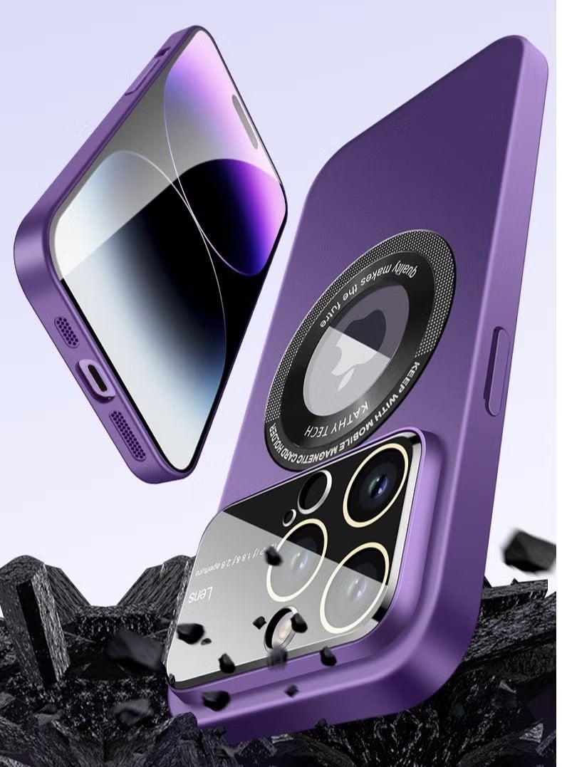 Magnetic Case for iPhone 15 Pro Max Ultra Thin Cover with Lanyard Purple - Image 5