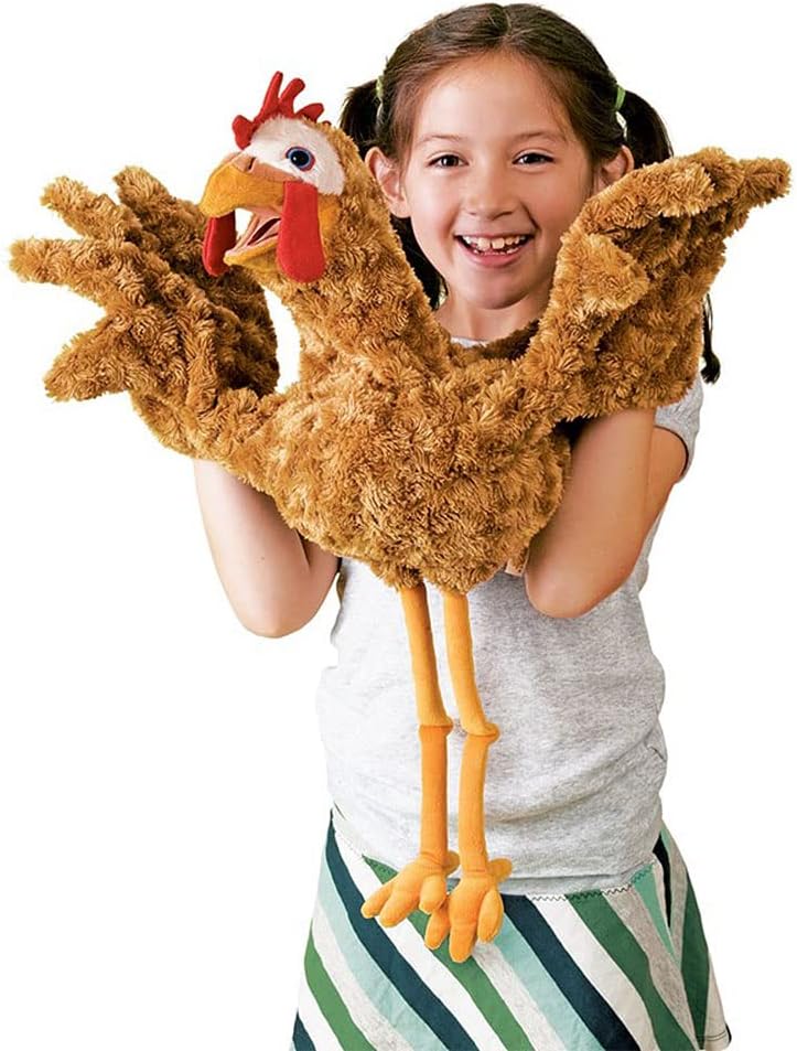 Folkmanis Chicken Two-Handed Puppet - Interactive Plush Toy for Kids - Image 2