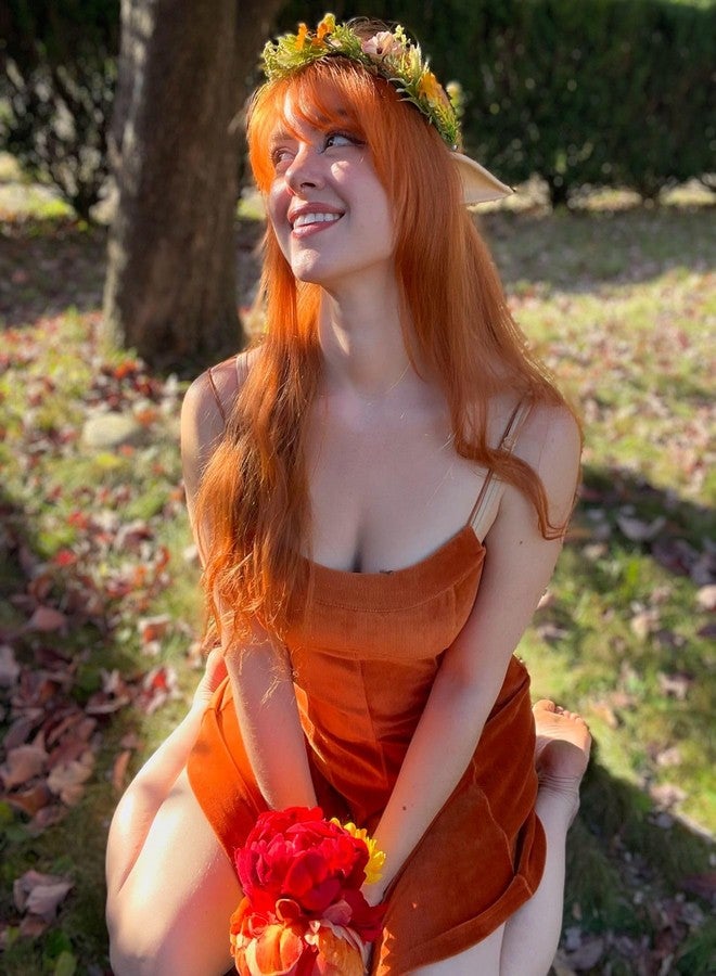 FRESHME Renaissance Mushroom Elf Ears with Crown - Butterfly Flower Headpiece Set Fairy Forest Mushroom Pixie Ears and Elf Floral Woodland Crown for Women Renfaire Wedding Halloween Cosplay Bridal Photo Shoot - Image 3