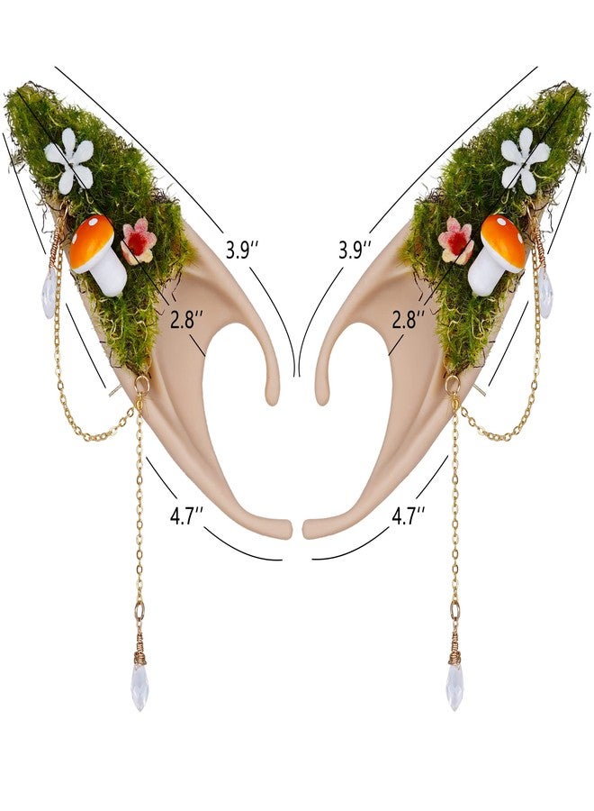 FRESHME Renaissance Mushroom Elf Ears with Crown - Butterfly Flower Headpiece Set Fairy Forest Mushroom Pixie Ears and Elf Floral Woodland Crown for Women Renfaire Wedding Halloween Cosplay Bridal Photo Shoot - Image 5