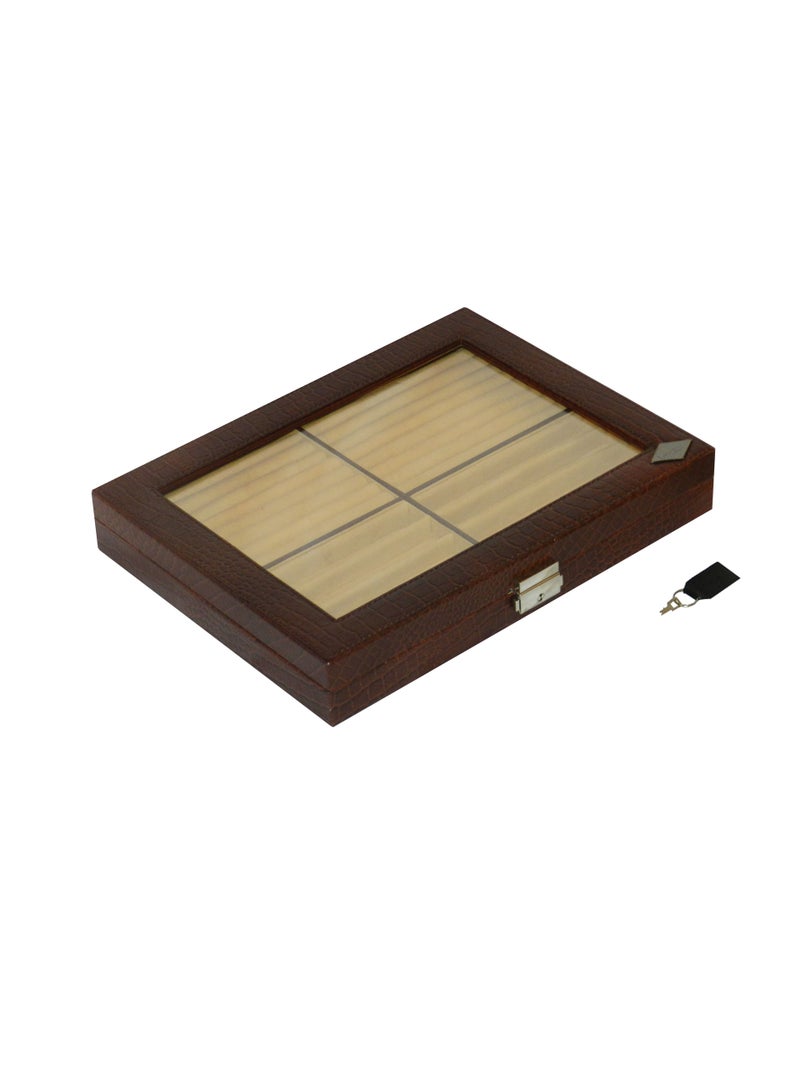 LAVERI LEATHER Laveri 10 Piece Genuine Leather Pen  Case Storage and Fountain Pen , Chain, Braslets ,Ring And Cufflinks Organizer Box with Key Lock  - Image 2