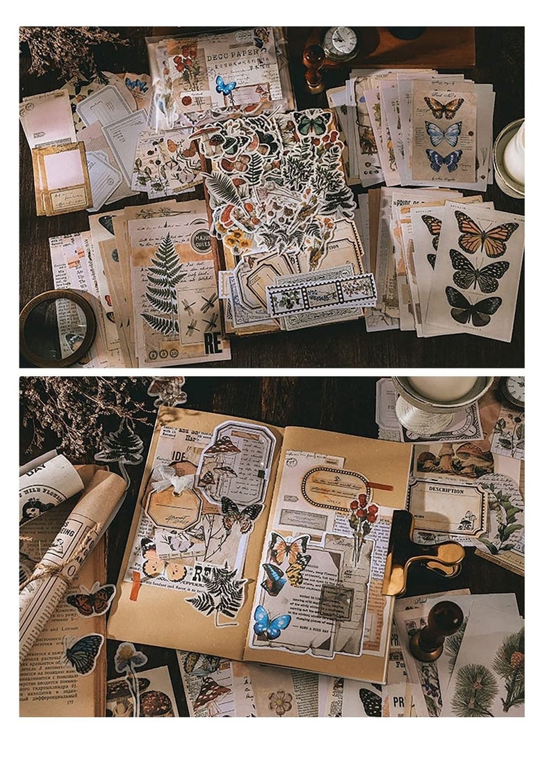 Captaintech 200 Pieces Vintage Scrapbook Supplies Pack for Art Journaling Bullet Junk Journal Planners DIY Paper Stickers Craft Kits Notebook Collage Album Aesthetic Cottagecore Picture Frames  - Image 4