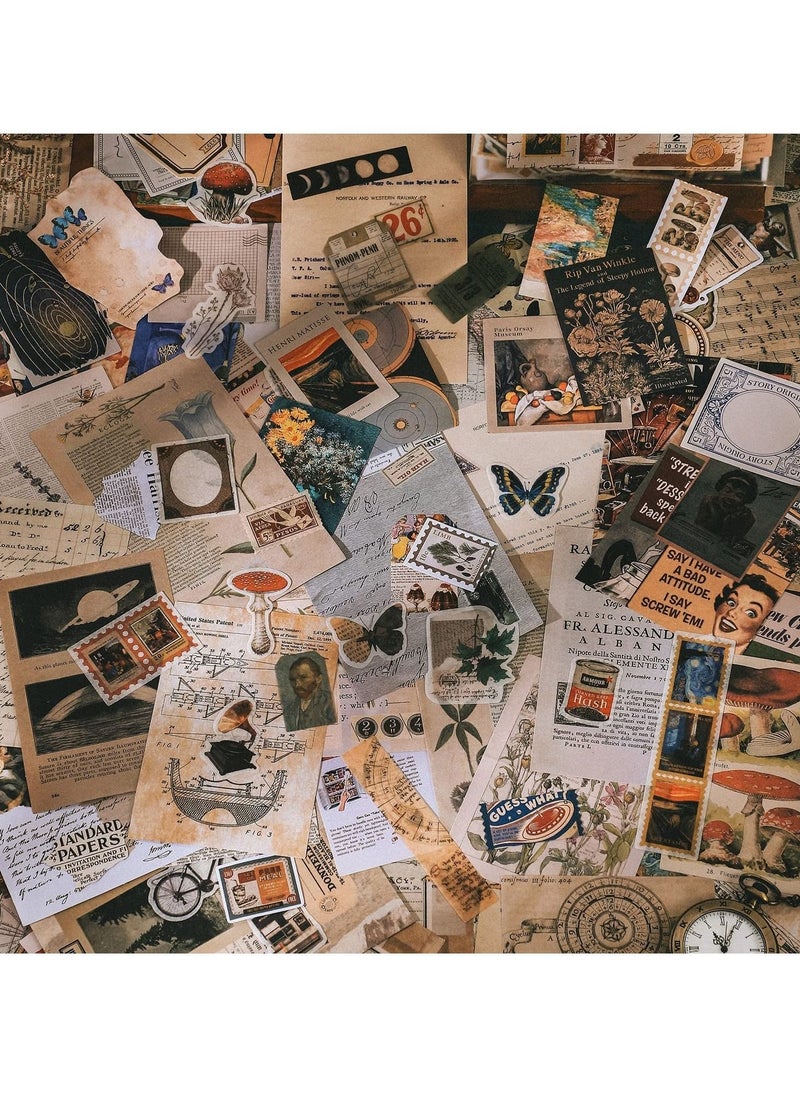 Captaintech 200 Pieces Vintage Scrapbook Supplies Pack for Art Journaling Bullet Junk Journal Planners DIY Paper Stickers Craft Kits Notebook Collage Album Aesthetic Cottagecore Picture Frames  - Image 5