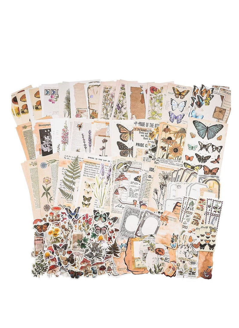 Captaintech 200 Pieces Vintage Scrapbook Supplies Pack for Art Journaling Bullet Junk Journal Planners DIY Paper Stickers Craft Kits Notebook Collage Album Aesthetic Cottagecore Picture Frames  - Image 1