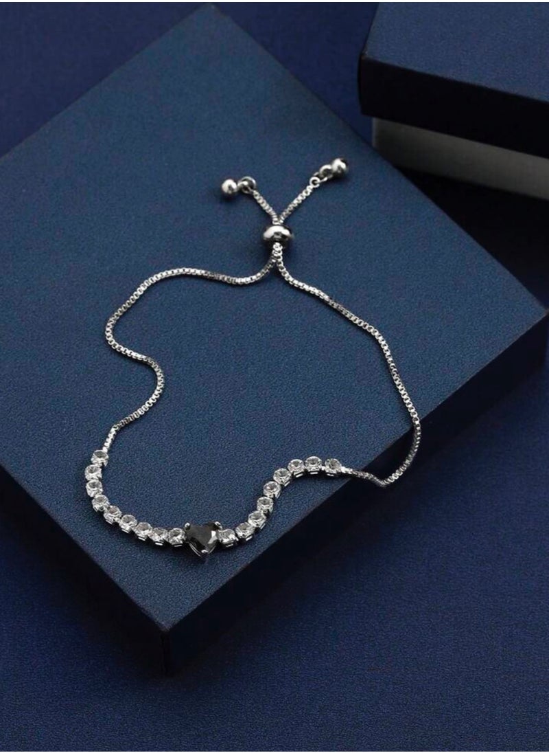 Equal - Luxury & Elegant Women's Silver Plated Bracelet Cubic Zirconia - Image 1