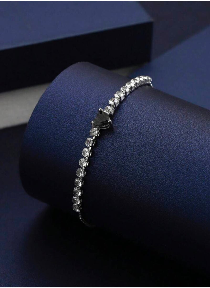 Equal - Luxury & Elegant Women's Silver Plated Bracelet Cubic Zirconia - Image 1