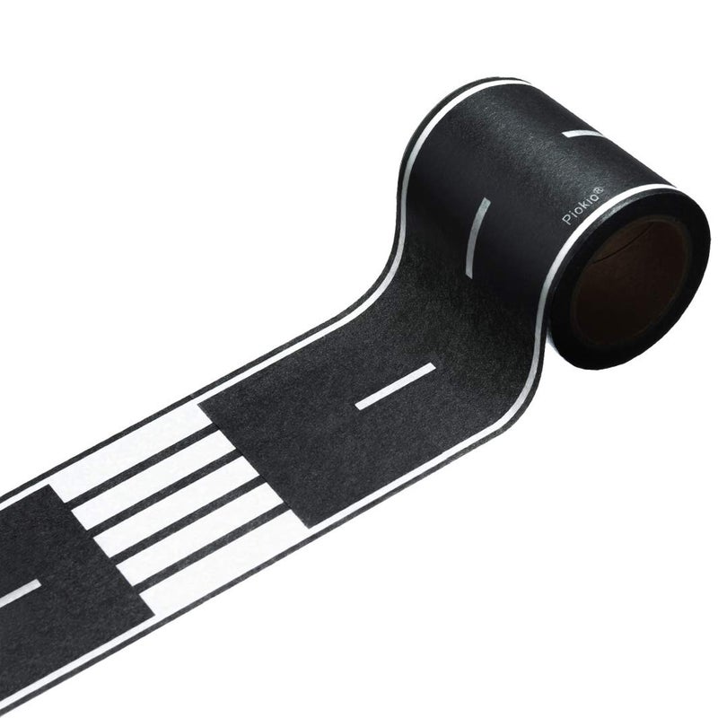 Piokio 33 x 24 Black Road Track Tape Car Tracks are Great for Kids Birthday Party Racing Party Decoration 1 Rolls - Image 2