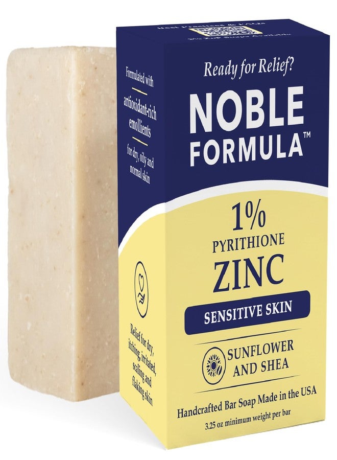 Noble Formula 1% Pyrithione Zinc Soap Bar with Sunflower Oil & Shea Butter – Face, Body & Scalp Gentle Cleansing Bar for Sensitive, Dry & Problem-Prone Skin - No Palm Oil, Handmade in the USA, 3.25 oz - Image 1