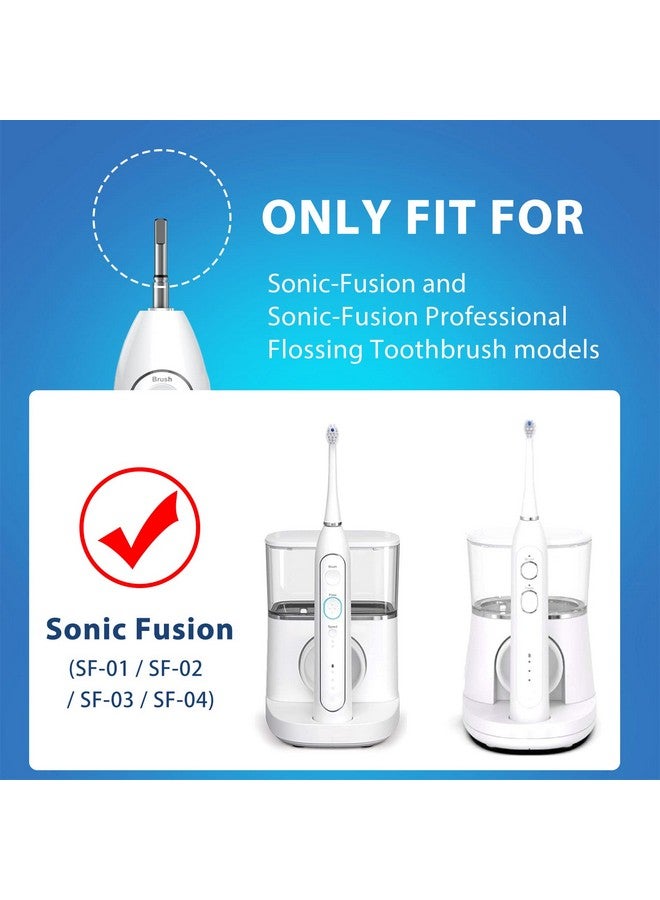 ZoCCee Replacement Brush Heads For Waterpick Sonic Fusion 2.0 Flossing Toothbrush With Cover, Compact, 5 Count Black, Soft Bristles - Image 2