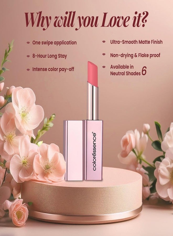 كالرسينس أحمر شفاه كولوريسنس روزيت نيودز طويل الأمد للنساء | مرطب ومقاوم للماء | ترطيب يدوم 8 ساعات | غني بزيت الورد | 3.3 غرام | RN-4 وردي طبيعي - Image 3