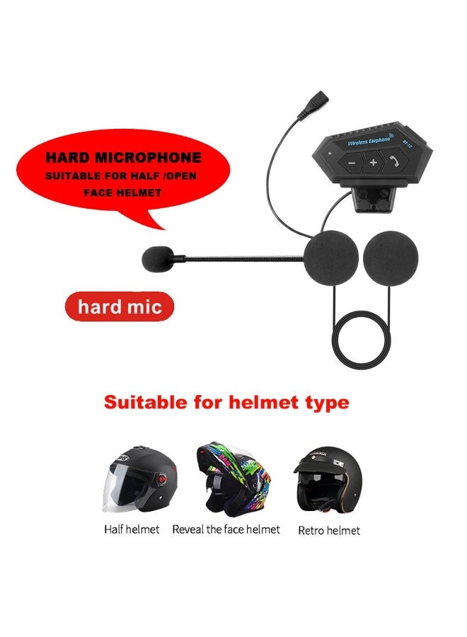 Generic BT12 Moto Helmet Headset Bluetooth Headphones Music Share Noise Cancel Hands Free BT V4.2 Earphone Handsfree With Microphone for Motorcycle Motor Bike  - Image 1