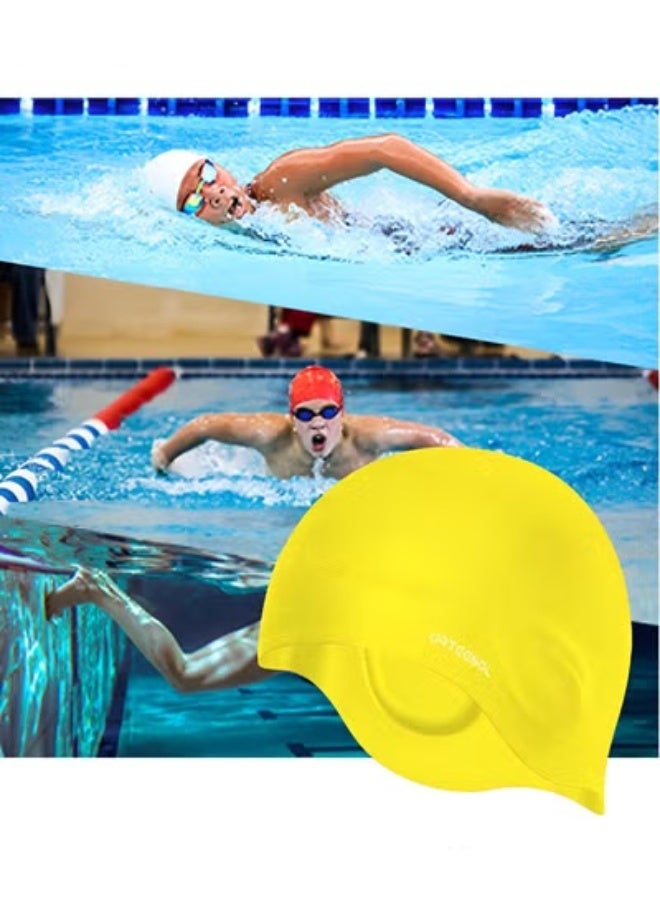 HALAMODO Swimming Cap Silicone Swim Cap Durable Non-Slip Waterproof Swim Cap for Protect Ears & Long Hair for Women Men Adult and Kids - Image 4