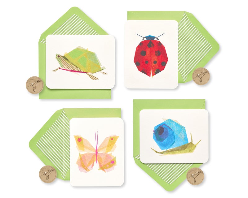Papyrus Blank Cards with Keepsake Box Garden Critters 20Count