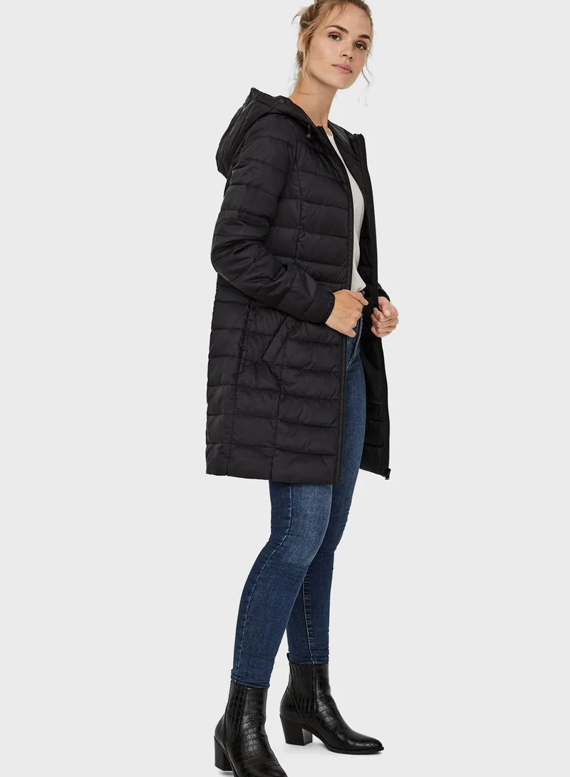 VERO MODA Longline Puffer Hooded Jacket