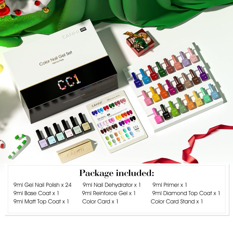 CANNI CC1 30Pcs 9ML Hema-free Gel Nail Polish Set, Black Pink Nude Red Blue Green Gel Polish Kit Color Soak Off LED Nail Gel Polish Set Nail Art Starter Manicure Salon DIY at Home - Image 4