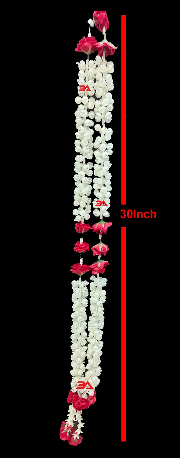 3A Featuretail Artificial Mix Flowers Garland, Artificial Phool Mala for Photo Frame Decoration (Pack of 1, Jasmine-and-Rose) - Image 4