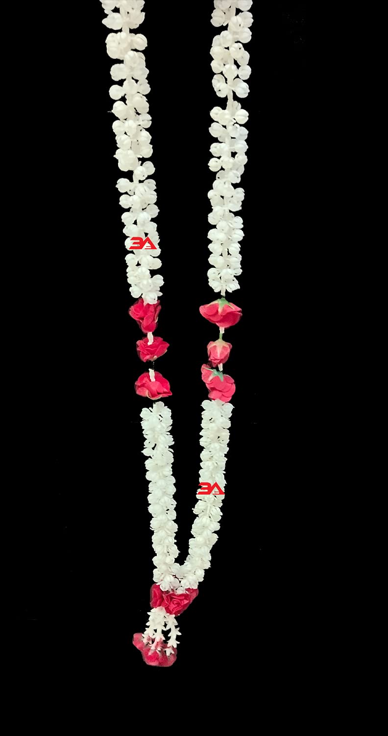 3A Featuretail Artificial Mix Flowers Garland, Artificial Phool Mala for Photo Frame Decoration (Pack of 1, Jasmine-and-Rose) - Image 3