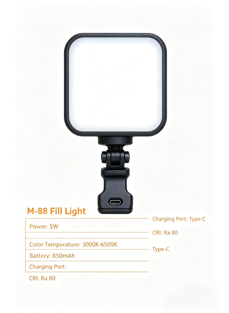 M-88 Mini LED Pocket Fill Light Clip-On Selfie Camera Video Light - Image 1