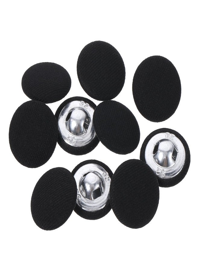 Jeffdad 20mm Fabric Covered Black Buttons, Round Covered Metal Shank Sewing Buttons Vintage Covered Cloth Button for Suits Jacket Dress Blouses(10) - Image 1