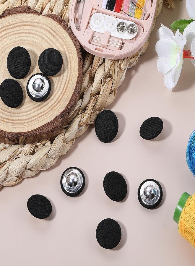 Jeffdad 20mm Fabric Covered Black Buttons, Round Covered Metal Shank Sewing Buttons Vintage Covered Cloth Button for Suits Jacket Dress Blouses(10) - Image 4