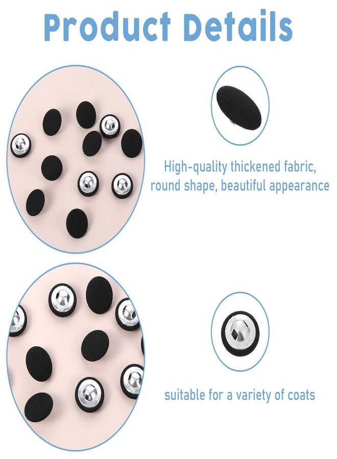 Jeffdad 20mm Fabric Covered Black Buttons, Round Covered Metal Shank Sewing Buttons Vintage Covered Cloth Button for Suits Jacket Dress Blouses(10) - Image 3