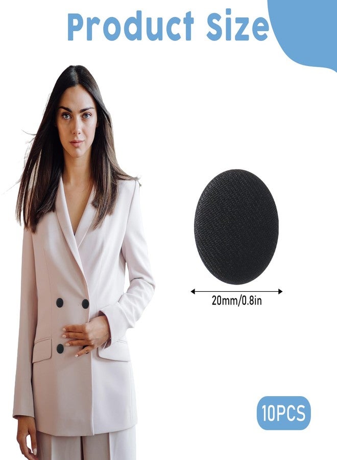 Jeffdad 20mm Fabric Covered Black Buttons, Round Covered Metal Shank Sewing Buttons Vintage Covered Cloth Button for Suits Jacket Dress Blouses(10) - Image 2