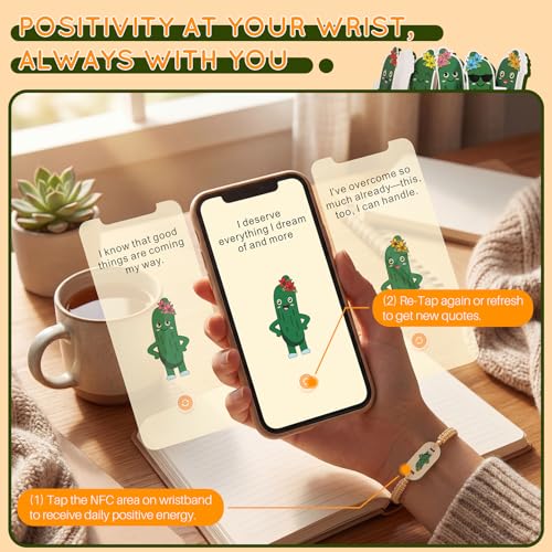 MEBRUDY 90 Positive Pickle Affirmation Cards Jar with NFC, Mothers Day Birthday Gifts for Mom, Women, Teenage, Adults, Teachers, Sisters, Friends, Teen Girl Cute Trendy Stuff - Image 3