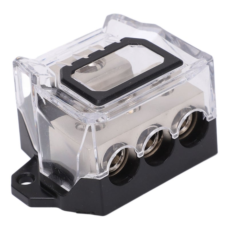 Power Distribution Block: 0 Gauge Input 3 4 Gauge Output Holes - Zinc Alloy Nickel Plated Compact Design Ground Wire Splitter for Car Boat Vehicle Audio Systems - Image 1