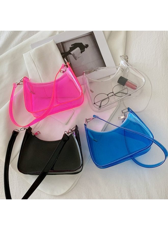 Small Bag Women's Bag 2023 Summer Trendy Korean Style Fashion Messenger Bag Net Red Ocean Style Shoulder Underarm Bag-Color:Transparent-Size:000 - Image 4