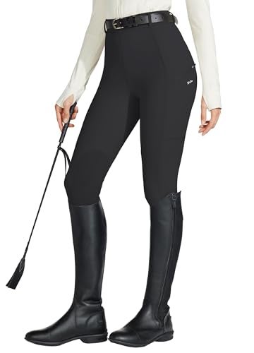 Willit Women's Horse Riding Pants Knee-Patch Equestrian Breeches Horseback Schooling Tights Zipper Pockets Black XS - Image 2