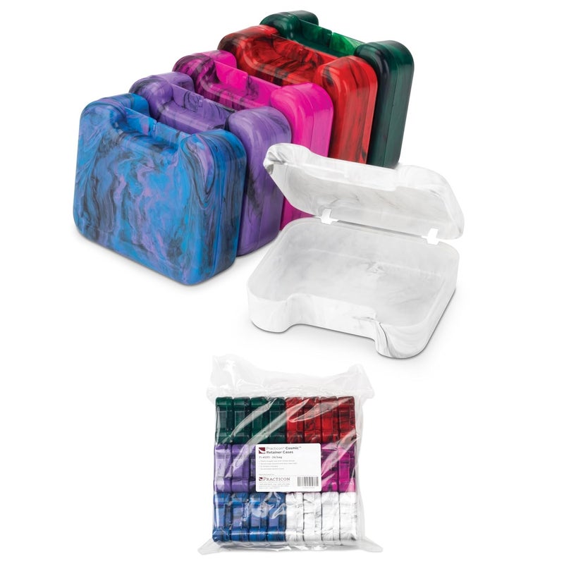 Practicon Easy Open Retainer Cases, Assorted Cosmic Swirl Colors, Bulk Pack of 24 - Image 1