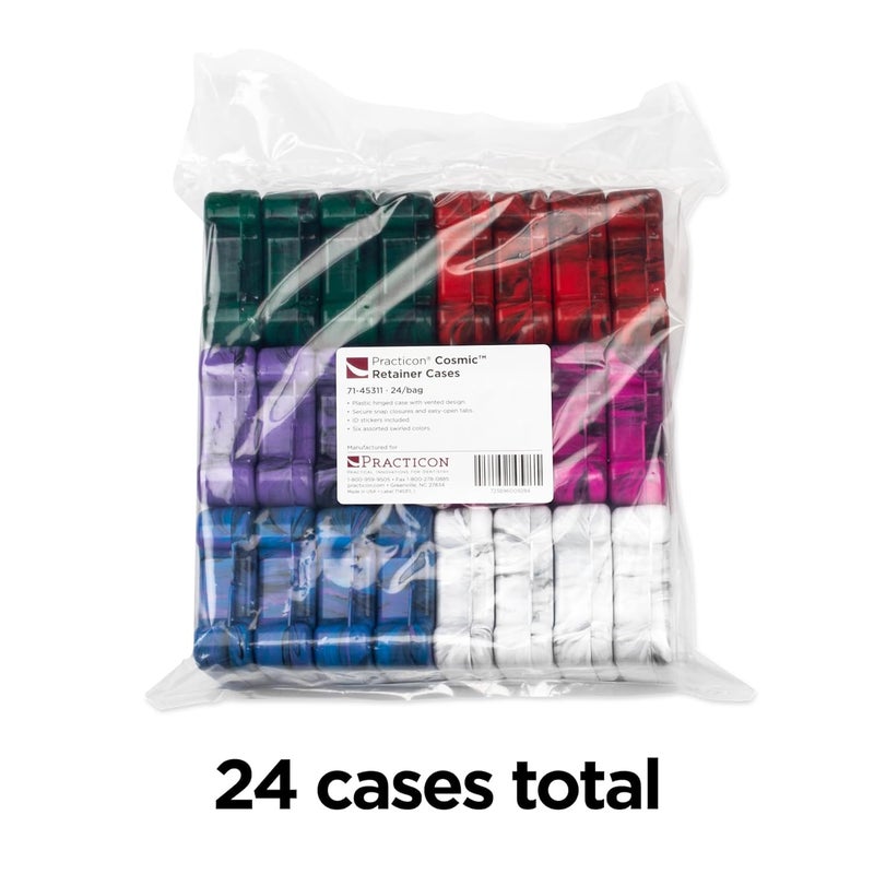 Practicon Easy Open Retainer Cases, Assorted Cosmic Swirl Colors, Bulk Pack of 24 - Image 5