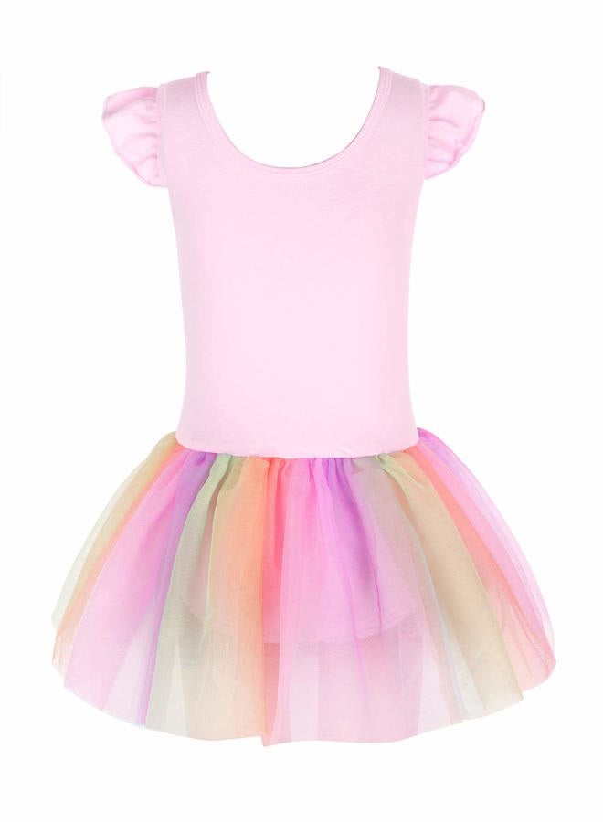 EQSJIU Ballet Dance Leotards With Glitter Tutu Skirted 3t 4t Pink Rainbow Tulle Skirt Dresses Unicorn Halloween Costume - Image 3
