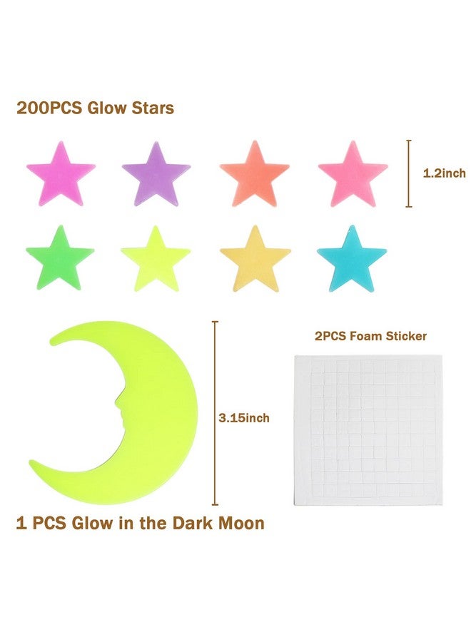 GLOCARNIVAL Glow in The Dark Stars and Moon Stickers for Ceiling - 200pcs 3D Luminous Adhesive Stars Create Realistic Starry Sky - Room Decor for Kids Bedroom, Wall Stickers - Image 2