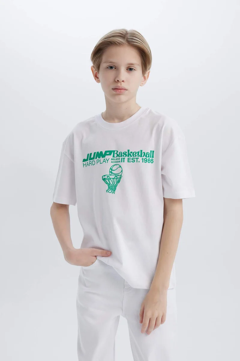 DeFacto Boy Oversize Crew Neck Printed T-Shirt