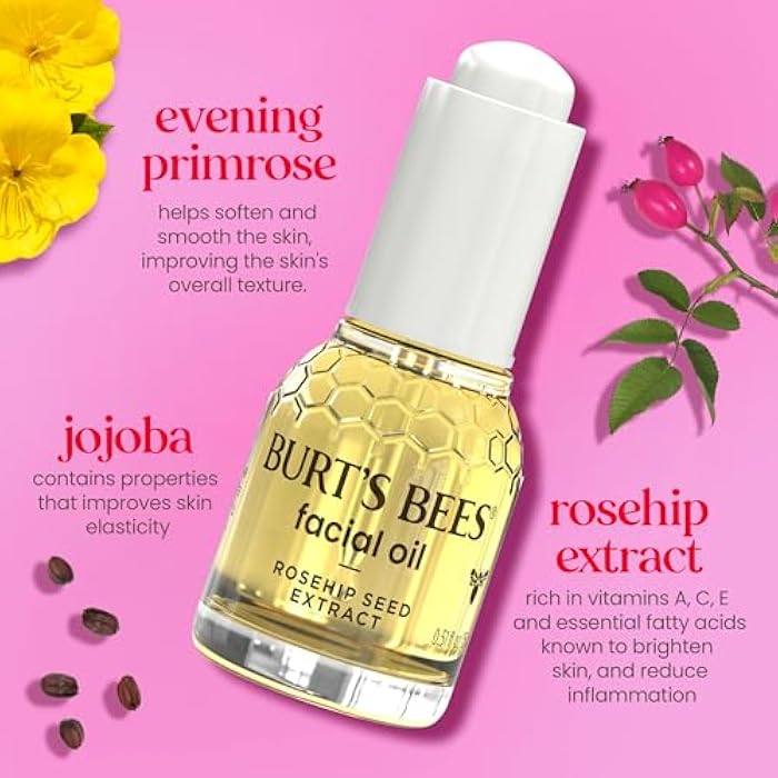 Burt's Bees Gua Sha Face Oil With Rosehip Seed Extract, Reduces Appearance of Fine Lines and Wrinkles, Use with Ice Roller & Facial Tools, Natural Origin Skin Care, 0.51 fl. oz. - Image 4