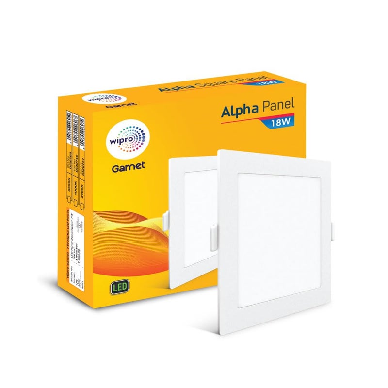 wipro Polycarbonate Garnet 18W Square LED Alpha Panel | Cool White Light (6500K) | Recessed Down Light for False Ceiling | Cutout - 159X159Mm | Pack of 1 - Image 5