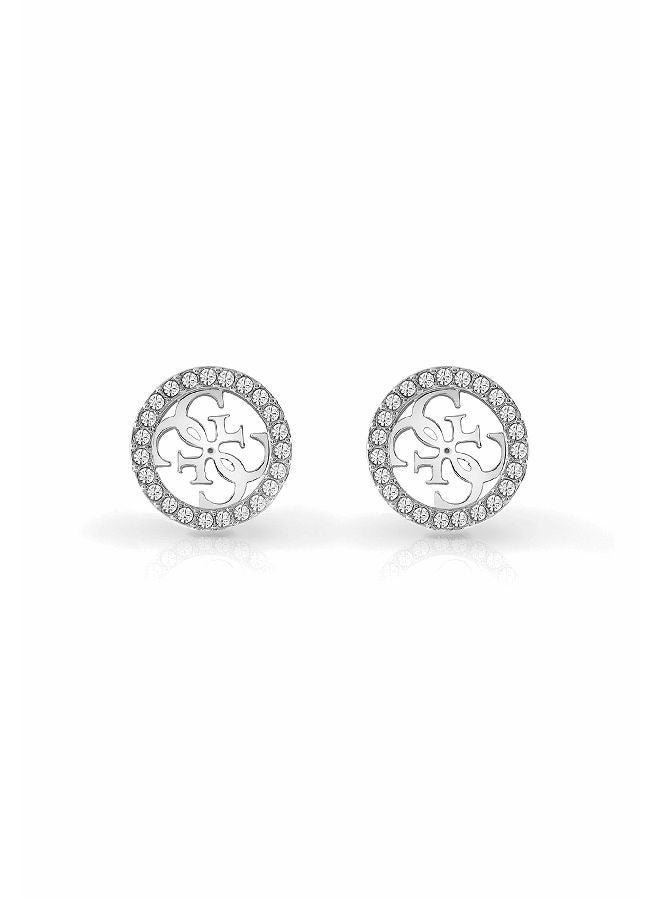 Logo with Pave Frame Earring
