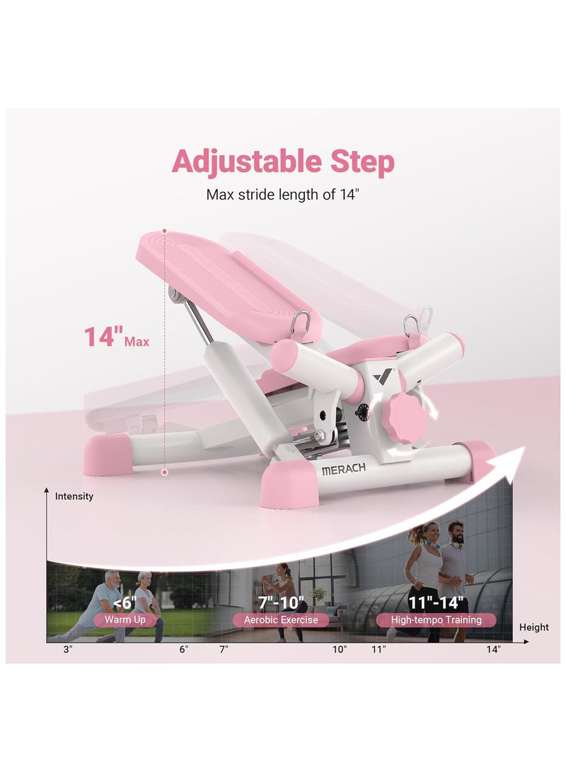 ميراتش جهاز ستيبر صغير للتمرين، درج دوار سعة 330 باوند، معدات تمارين مع احزمة مقاومة لتمارين الجسم بالكامل في المنزل - Image 4