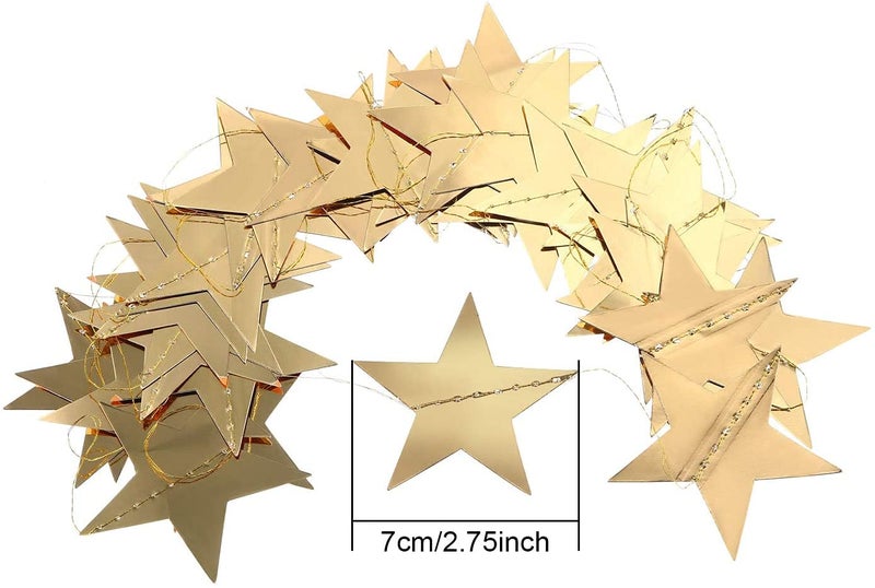 TOYXE Star Paper Garland Frills Banner Hanging Decoration Golden Pack of 4 Merry Christmas Diwali Decoration - Image 2