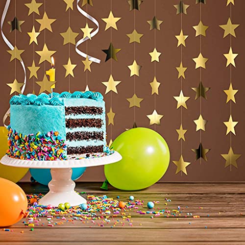 TOYXE Star Paper Garland Frills Banner Hanging Decoration Golden Pack of 4 Merry Christmas Diwali Decoration - Image 4