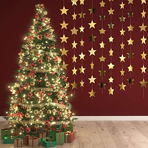 TOYXE Star Paper Garland Frills Banner Hanging Decoration Golden Pack of 4 Merry Christmas Diwali Decoration - Image 3
