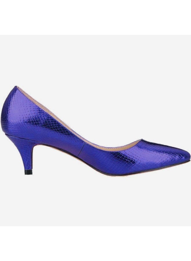 Loquat All-Season Crocodile Print Low-Vamp Stiletto Heels 6cm Blue - Image 1