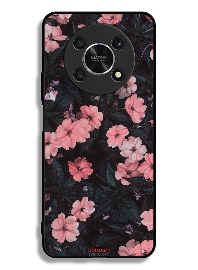 Tolwak غطاء واقي لهاتف Honor X9 5G مزين بزهور صغيرة بلون الخوخ - Image 2