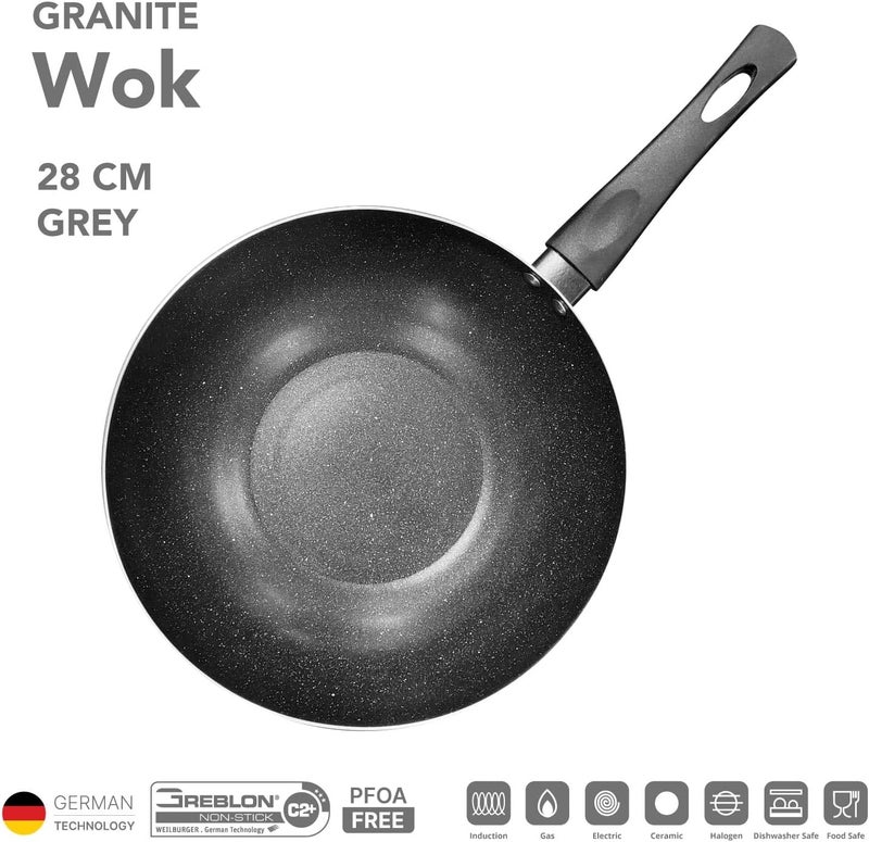 Kitchen Master Non-Stick Induction Wok 28 cm - Grey - Image 3