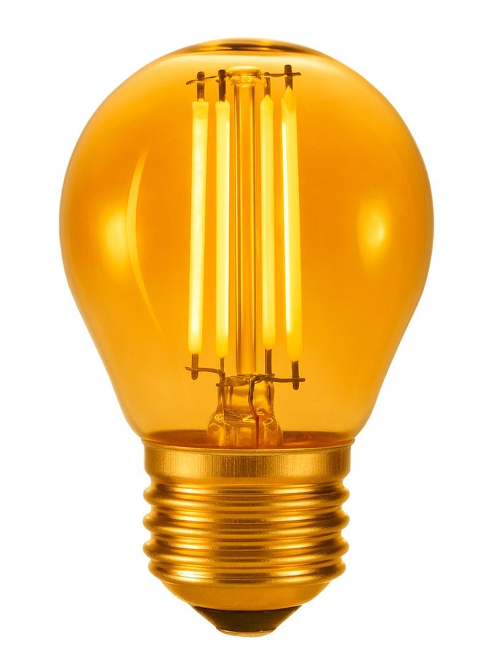 MODI D221 Amber LED Bulb G45 4W E27 | Warm White Filament Light | 480lm | Vintage Edison Style | 360° Beam | Decorative Glass Bulb - Image 1