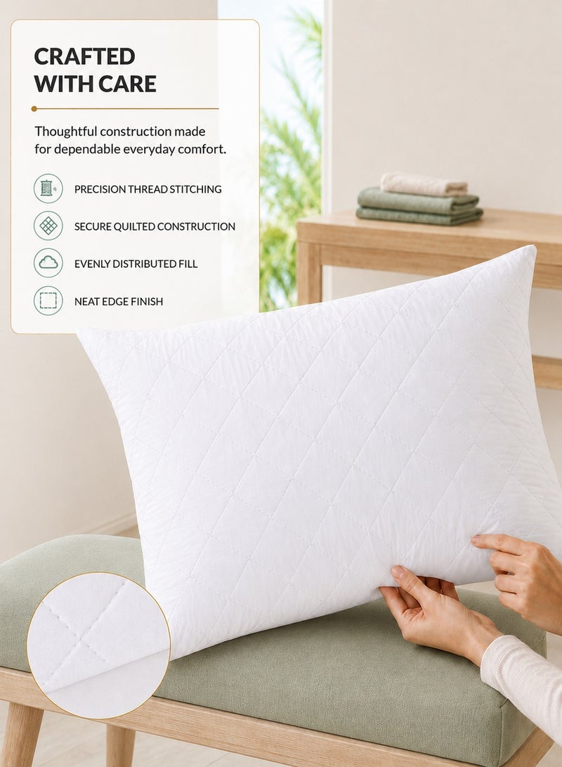 Hotel Linen Klub Pack of 2  Quilted Pillow Queen (50 x75cm)-Outer Cover : 144TC Cotton Blend  Fabric Filling:650grams Soft Fiber  Diamond Quilt Pattern - Image 5