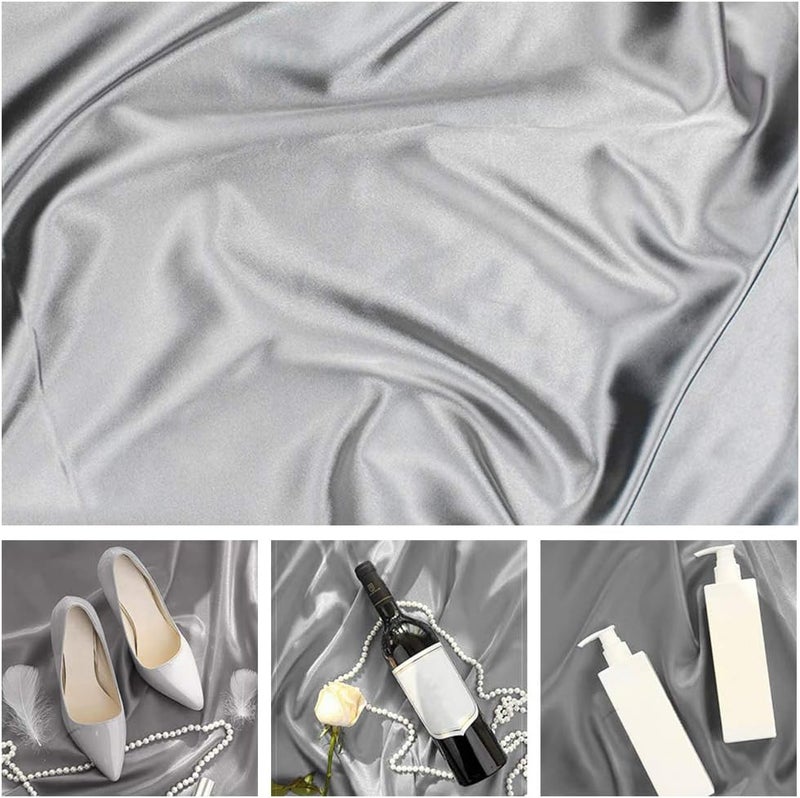 klarako Photography Backdrop 70x100cm Mercerized Cloth Background for Food Product Jewelry Tabletop Pictures Flat Lay Photo Props Gray - Image 4