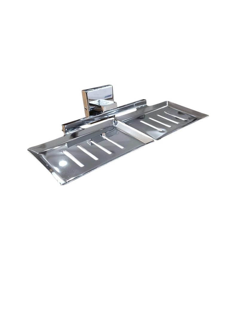 JTJ Stainless Steel Double Soap Dish for Bathroom and Wash Basins | Durable Bathroom Accessories and Fittings |Double Soap Dish CP Finish Wall Mounted - Image 1